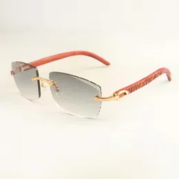 Factory direct sale sunglasses 3524015-E with cut lens and natural tiger wooden temples 57-18-135mm 339P