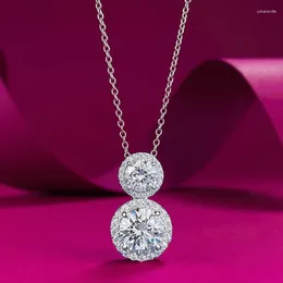 PENDANTIS S925 Twin Star Pendant 6-8 mm Necklace White Diamond Collana alla moda e personalizzata versatile