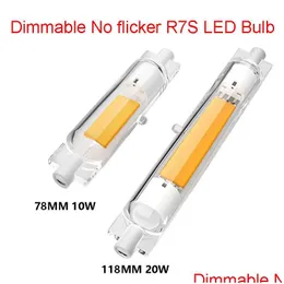 Bathroom Shower Sets Dimmable No Flicker R7S Led Bb Tal Plug Lamp Cob Tube 78Mm 118Mm 110V 220V 20W 10W Floodlight 3000K 4000K 6000K Dhvlh