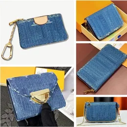 Lüks denim cüzdan tasarımcı denim mavi cüzdan kadınlar moda fermuar cüzdan mini kart tutucu uzun cüzdan para çanta cüzdanı anahtar çanta gündelik denim debriyaj