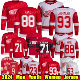 #88 Patrick Kane Detroit Hockey Jersey #71 Dylan Larkin Alex Debrincat Moritz Seider Perron Gordie Howe Pavel Datsyuk Steve Yzerman Lucas Raymond Red Wings Jersys