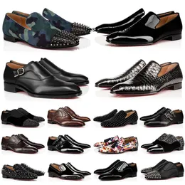 Loafers elbise ayakkabıları erkekler büyük boyutlu tasarımcı ayakkabı üçlü siyah oreo süet patent r deri r loubotinlies christiain christian christan hristiyanlar kırmızı diplies