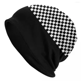 Berets Black And White Checkered Bonnet Hat Knitted Men Women Fashion Adult Checkerboard Pattern Winter Warm Skullies Beanies Caps