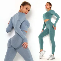 Lu Align Set Women 3 Piece Seamless Yoga Set Active Elastic Workout Clothing Long Sleeve Crop op Leggings And Sports Bra Lemon LL Gym Spor