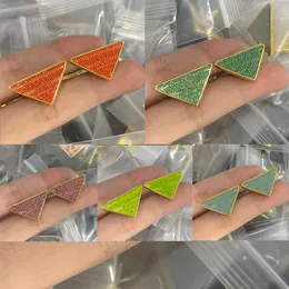 Luxury Classical Designer Earrings Women Inlay Gold Plated Brand Titanium Steel Inverted Triangle Earring Weding Party Birthday Jewelry