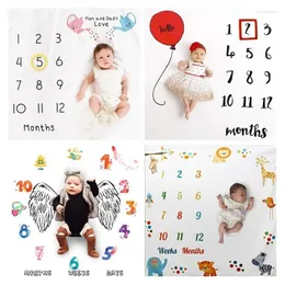 Filtar 100 100 cm Baby Milestone Monthly Growth Filt Pography Krav Bakgrund Tecknad mönster Handduksmattan