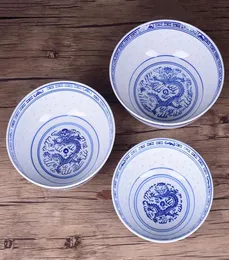 4556789 inch Blue and White Porcelain Ramen Bowl Chinese Jingdezhen Ceramic Rice Bowls Dragon Pattern Tableware Vintage7068686