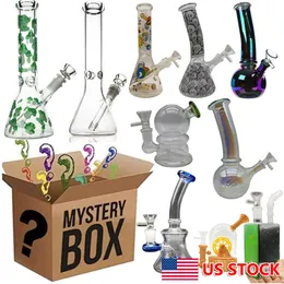 1 % Scatola cieca casuale Pesante Glass Bong Annunta Tuba d'acqua Bong Bong Beaker + Bowl