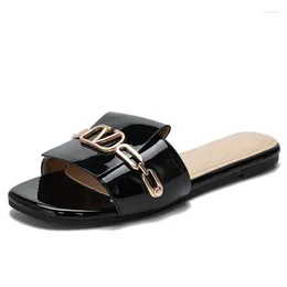 Slippers DDYZHY Ladies Foreign Trade One Word Buckle Flat Bottom Female Sandals Wholesale 37-42