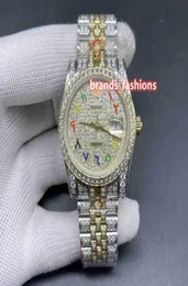 أحدث men039s المثلجة الماسك ، الذهب الوجه الوجه ، المقياس العربي المقياس Bigold Diamonds مشاهدة كاملة تلقائي ميكانيكية watc2718676