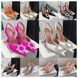 Designer Luxury Sandals Kvinnor Sandaler High Heels Wedding Party Sandaler Satin Silk Leather Crystal Shoes Tillverkare Direktförsäljning Hög kostnadsprestanda