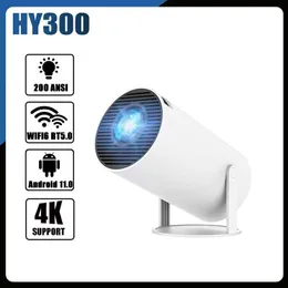 Projetores Ditong Hy300 Projector 4K Android 11 Dual WiFi 6 200ansi Bt5.0 1080p 1280 * 720p HD Home Theater Projector portátil J240509