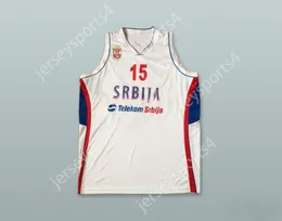 Custom nay mass jovens/crianças Darko Balaban 15 Sérvia Basquete Branco Jersey Top Stitched S-6xl