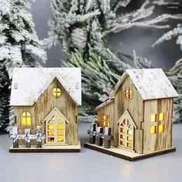 ديكورات عيد الميلاد 2pcs زنجبيل الخبز البيت متوهجة تمثال قرية مضاء