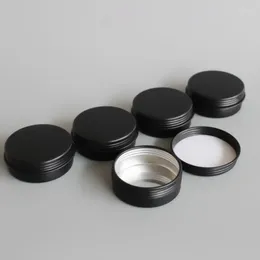 Garrafas de armazenamento 50pcs/lote 10g 15g 25g preto de metal vazio alumínio jarra de maquiagem base base na máscara de creme para pés de face loção cosmética