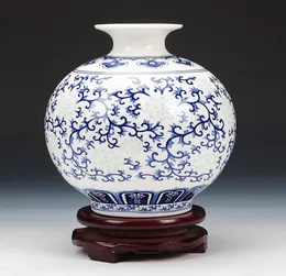 Wazony jingdezhen ricepattern porcelanowy wazon granatowy zabytkowy bluandwhite Chiny ozdobioną ceramikę 36882477