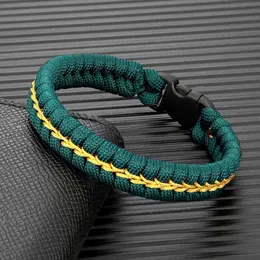 Charm Bracelets Mkendn Creative Design Handmade Paracord Survival Bracelet 플라스틱 버클 야외 캠핑 구조 비상 로프 브레이슬릿 Y240510