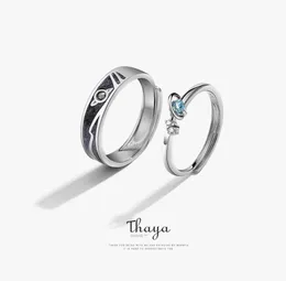 Thaya Women Anelli gioielli 3D Anelli di trama 3D Coppia Blue Planet Couple 925 Sterling Silver Rings for Women Engagement Gift 2010061866202