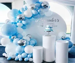 Blue Silver Macaron Metal Balloon Ghirland Arch Happy Birthday Decoration per bambini Ballione Balone Baby Shower Boy Girl T9569514