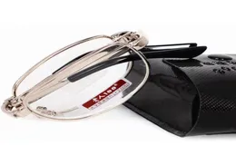 Occhiali da sole Ultralight pieghevoli occhiali da lettura uomini uomini lenti in vetro in vetro telaio in metallo con ingrandimento della custodia Presbyopia Diopter 10 T3703630