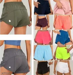 LU-0160 Womens Yoga Outfits High Waist Shorts Exercise Short Pants Fitness Wear Girls Running Elastic Adult Pants Sportswear Lined Drawstring WH0D