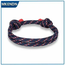 チャームブレスレットMkendn New Arrima High Quality Rope Multi-Layer Survival Bracelets Men Trendy Simple Coloful Male Braid Anklets Women Y240510