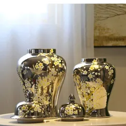 Vasi Gilded Plum Flower Vase Decoration Decorazione Ceramica Contenitore Contenitore Multifunzionale Jar Living Room Distanza arredamento