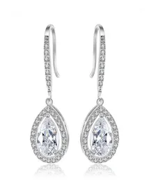 Slbridal Vintage Waterdrop CZ Wedding Earrings Drop Teardrop Cubic Zircon Bridal Earring Bridesmaids Earring19176941