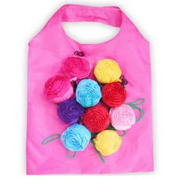 Rose fällbar shoppingväska 3D Flower Foldning Återanvändbar Eco Friendly Shoulder Bag Folding Pouch Storage Påsar HHA6369123210