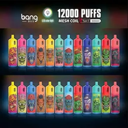 오리지널 뱅 박스 12000 퍼프 일회용 e 담배 vape 포드 장치 650mAh 배터리 20ml 미리 채워진 카트리지 스틱 대 퍼프 12000 90 9k 7000 8500 100000 6000 킹