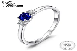 JewelryPalace Classic 05ct Round Created Sapphire 3 Stones Engagement Promise Ring 925 Sterling Silver Fashion Rings For Women Y14772200