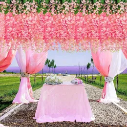 Fiori decorativi 12 pezzi Wisteria Long String Simulation Plant Artificial Flower Vine Decorazioni per soffitto per matrimoni all'aperto