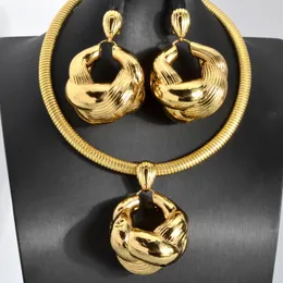 Золотые ожерелье Серьги для колье, набор ювелирных изделий для женщин Дубай Африка Африка