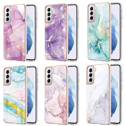 Case di telefonia cellulare per Samsung S24 Ultra S23 S22 Plus Ultra Double Coated Electroplated Marble Designer Designer Case del telefono cellulare