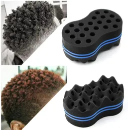 Escova de esponja de torção de cabelo dois lados Dread Dreading Wave Twisting Afro Barber Curl Sponge8241335