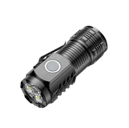 강력한 3 LED 손전등 5 조명 모드 램프 전술 전술 모치 장애 포켓 라이트 라이트 마그네트