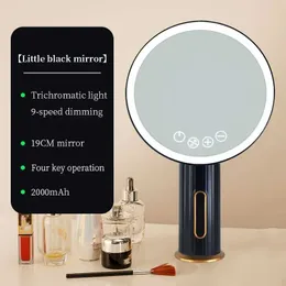 Kompakte Spiegel 19cm LED-Make-up-Spiegel mit leichter 9-Level-Helligkeit wiederaufladbarer Halterung Tragbarer Schalter geeignet für Schlafzimmer Q240509