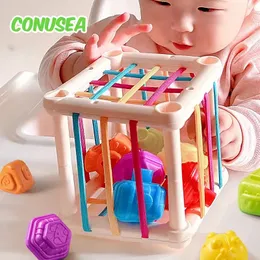 Montessori Baby Toys 012 meses Desenvolvimento sensorial Aprendizando brinquedos educacionais Blocks coloridos Classificação para bebês infantil 240509