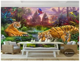 High Quality Custom 3d po wallpaper murals The original forest confetti is flying in the painting of the tiger animal children3884608