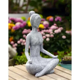 Goodeco Zen Lady Garden Outdoor Statue - Harz -Sammlerfiguren für Wohnkulturakzente Regal Dekoration, großartige Geschenkideen, 11,4 Zoll (grau)