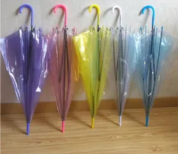 Transparent flerfärgad paraplyer klara PVC -paraplyer långt handtag regntäta paraplyer bröllop paraply