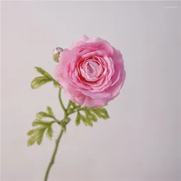 Decorative Flowers Latex Simulation Real Touch Dew Lotus Branch Artificial Flower Pink Buttercup Peony Shopping Mall Decoration Green Plant