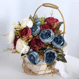 Dekorative Blumen 6 Köpfe-Passe Kleine künstliche Haus Hochzeitstisch El Dekoration Simulation Peony Bouquet Ornamente Blumenwanddekoration