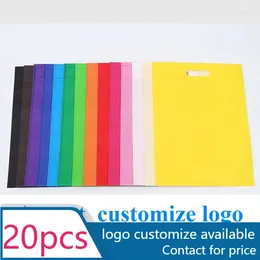 Bolsas de armazenamento 20 peças / lote logotipo personalizado impressão de bolsas / bolsas não tecidas Compras portáteis para promoção e propaganda 80G Fabric