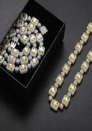 Cor de prata dourada 10mm 1822 polegadas geladas amarelo cz diamante cadeias cubanas colar de chians cubanos para homens para homens gigantes nice3133305
