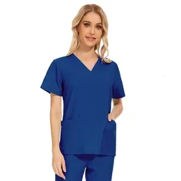 Beauty Salon Doctors Workwear Professional Workshop Uniform Set With Short Sleeve Womens Scrubs 240506
