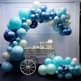 Party -Dekoration 65pcs Set 32,8ft Blau Aluminiumfolien Deckendekorationen 5 Zoll blaugrüne Latex -Geburtstagsballons Hängende Wirbel
