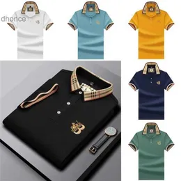 2024 New Summer Pearl Silk Cotton Mens Polo Camisa Letra Bordado Bordado Casual Camiseta Camiseta Curta T-shirt UUZ7