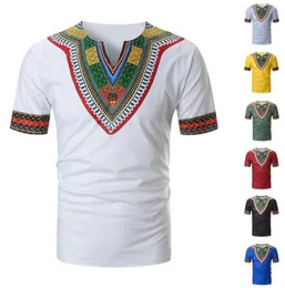 Прибыл Folkcustom Tshirts Men Men Summer Casual African Print V Seck Pulover The Fortever Thirt Top Blouse Camiseta 2106298120244