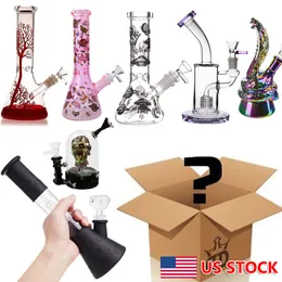 1pc Rauchglas Bong Shisha Bilnd Box Water Pipe Bong Becher +Schüssel zufälliges Schiff